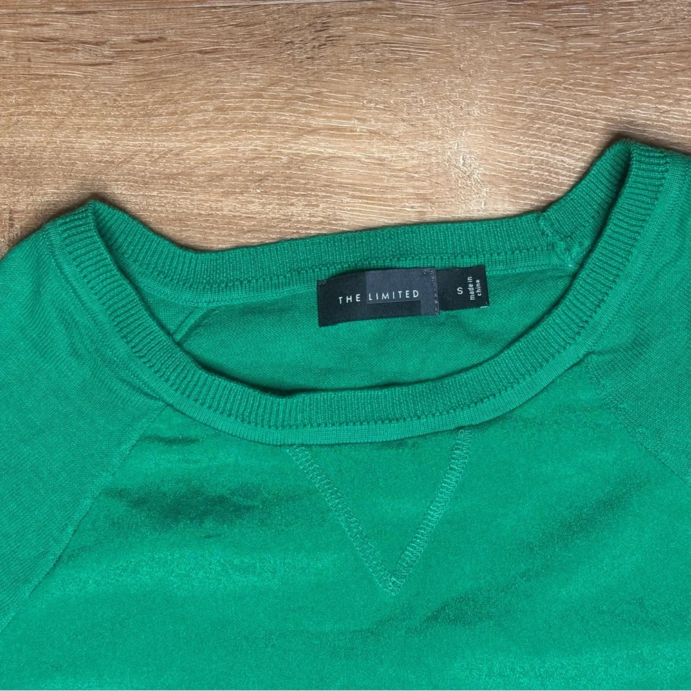 LOFT Green Raglan Sleeve Knit Sweatshirt Women’s Small Lightweight Pullover